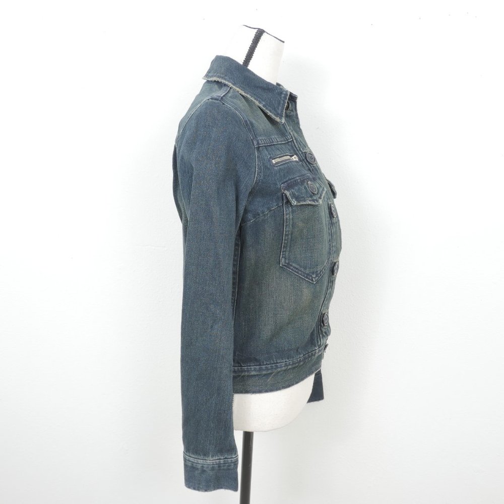 Habitual Denim Moto Style Button Up Size 4 Blue Jean Jacket - Picture 5 of 10